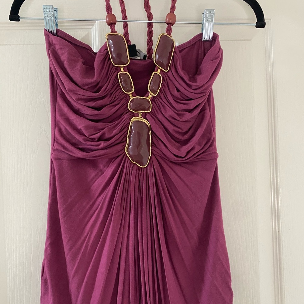 Sky burgundy strapless jewelled top